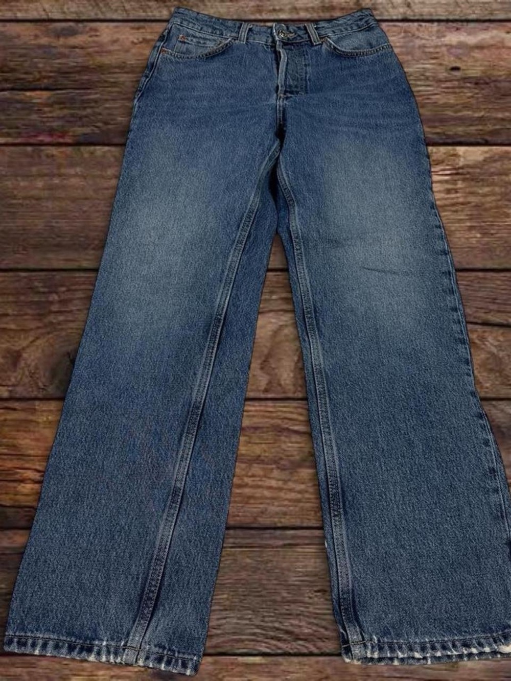 Topshop Women's Bootcut Jeans in Dark Blue Wash